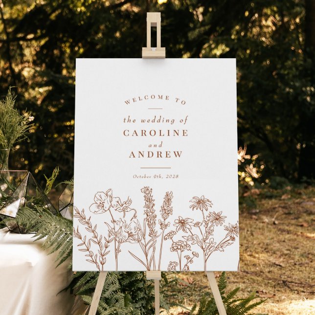 Affiche de bienvenue Mariage de automne fleur sauv (Créateur téléchargé)