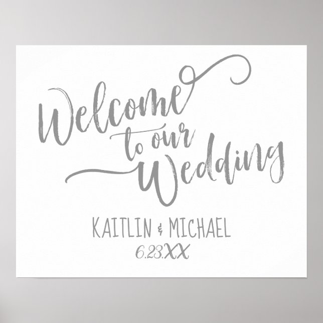 Affiche de bienvenue Mariage de calligraphie bross (Devant)