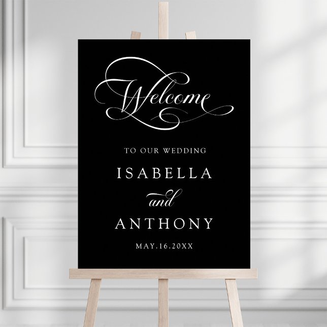Affiche de bienvenue Mariage de calligraphie noire (Créateur téléchargé)