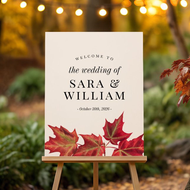 Affiche de bienvenue Mariage de congés d'automne (Créateur téléchargé)