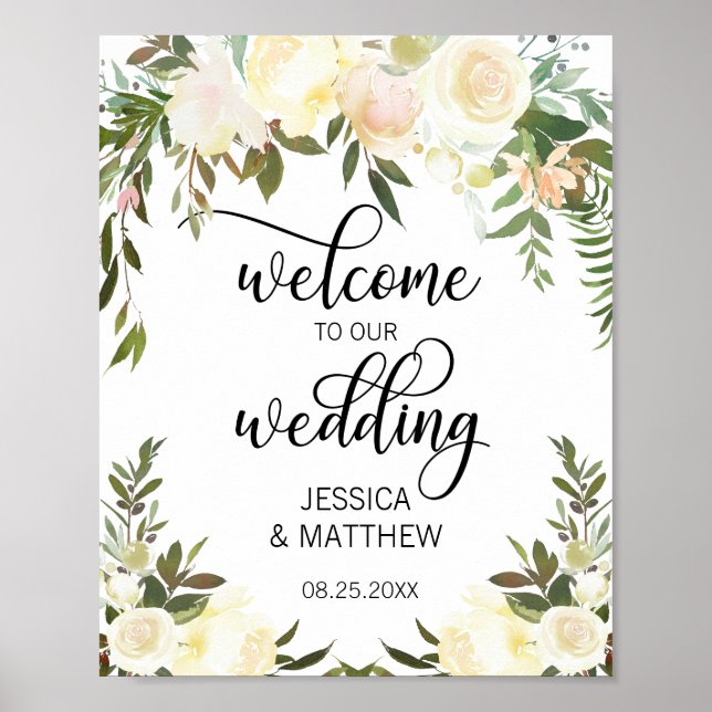 Affiche de bienvenue Mariage de couleur aquarelle  (Devant)