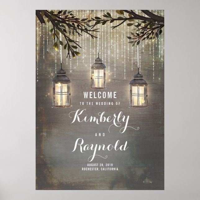 Affiche de bienvenue Mariage de feux de lanterne r (Devant)