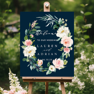 Affiche de bienvenue Mariage de la couronne floral