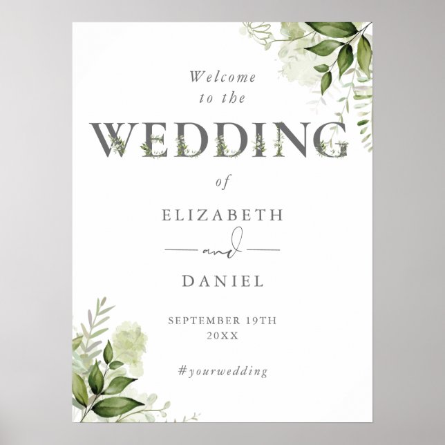Affiche de bienvenue Mariage de la typographie flo (Devant)