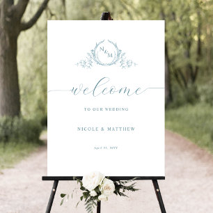 Affiche de bienvenue Mariage de Monogramme en verr