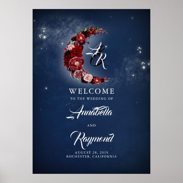 Affiche de bienvenue Mariage de Navy Blue et Burgu (Devant)