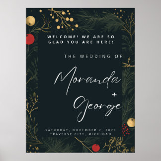 Affiche de bienvenue Mariage de Noël