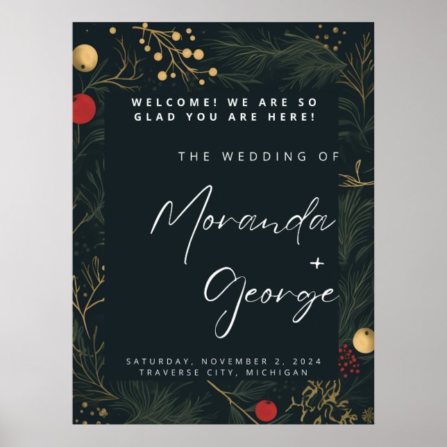 Affiche de bienvenue Mariage de Noël (Devant)