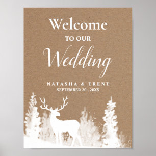 Affiche de bienvenue Mariage de Noël Kraft Paper