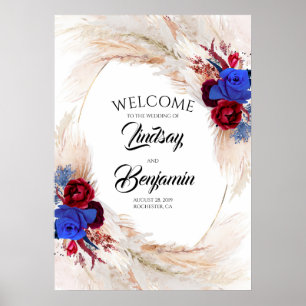 Affiche de bienvenue Mariage de Pampas Grass Flora