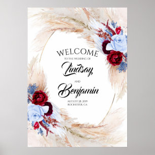Affiche de bienvenue Mariage de Pampas Grass Flora