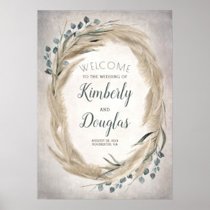 Affiche de bienvenue Mariage de Pampas Grass Wreat