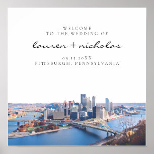 Affiche de bienvenue Mariage de Pittsburgh Skyline
