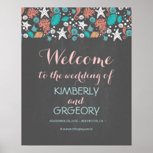 Affiche de bienvenue Mariage de plage Nautical Oce