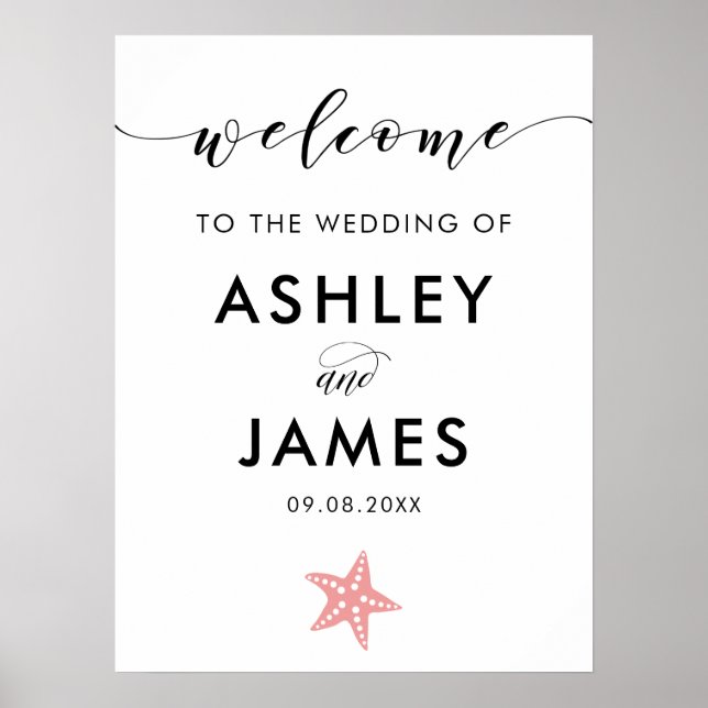 Affiche de bienvenue Mariage de poisson-Starfish r (Devant)