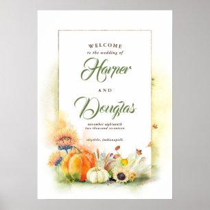 Affiche de bienvenue Mariage de récolte d'automne