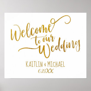 Affiche de bienvenue Mariage de script de brosse