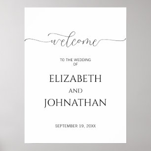 Affiche de bienvenue Mariage de script minimal sim