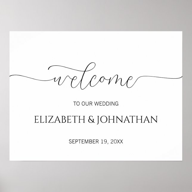 Affiche de bienvenue Mariage de script minimal sim (Devant)