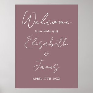 Affiche de bienvenue Mariage de script minimaliste