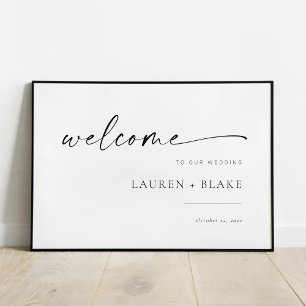Affiche de bienvenue Mariage de script moderne