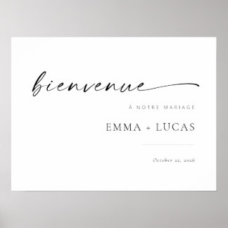 Affiche de bienvenue Mariage de script moderne chi