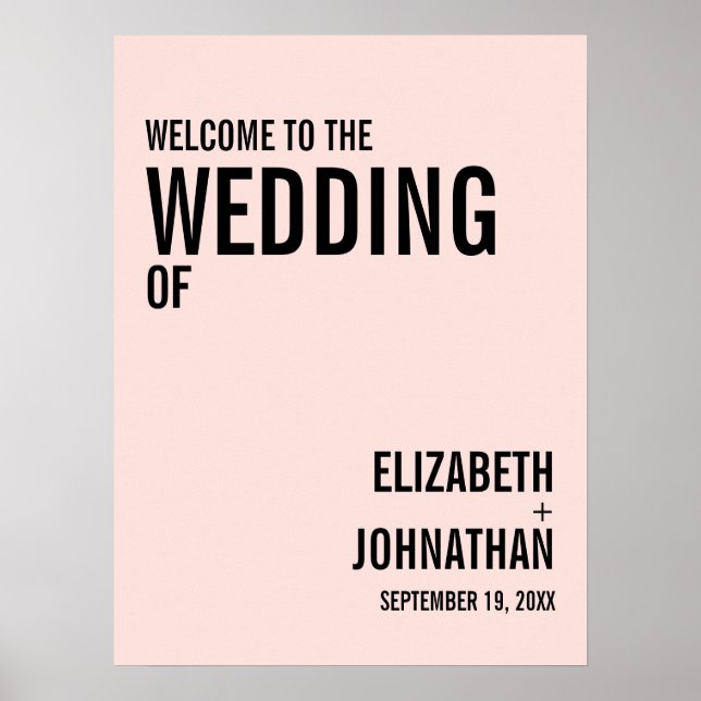 Affiche de bienvenue Mariage de typographie simple (Devant)