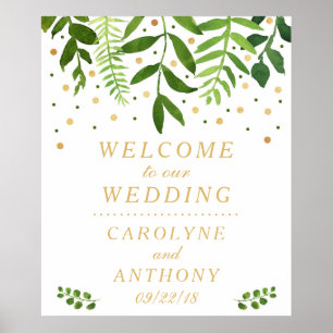 Affiche de bienvenue Mariage de verdure chic et d'