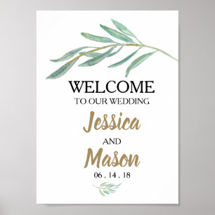 Affiche de bienvenue Mariage de verdure rustique