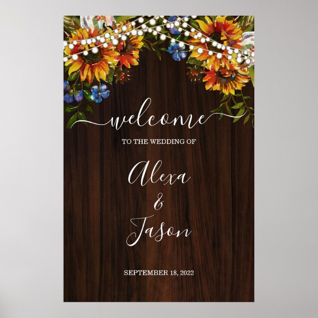 Affiche de bienvenue Mariage des feux de tournesol (Devant)