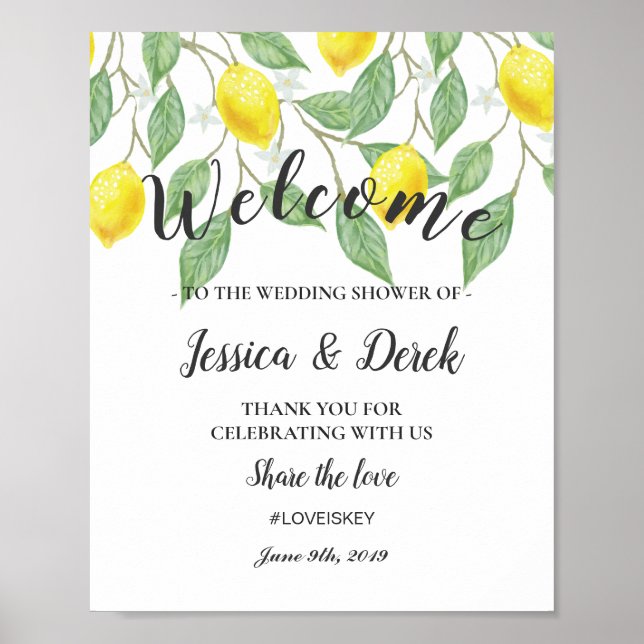 Affiche de bienvenue | Mariage d'été Boho Lemon mo (Devant)