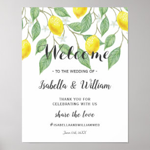 Affiche de bienvenue Mariage d'été Boho Lemon mo