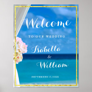 Affiche de bienvenue   Mariage d'été Gold Ocean Be