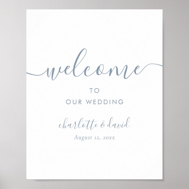 Affiche de bienvenue Mariage Dusty Blue (Devant)