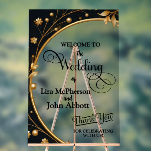 Affiche de bienvenue mariage Elegant Noir & Or
