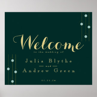 Affiche de bienvenue Mariage Emerald and Gold Art 