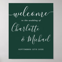 Affiche de bienvenue Mariage Emerald Green Chic Sc