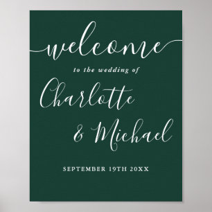 Affiche de bienvenue Mariage Emerald Green Chic Sc