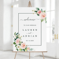 Affiche de bienvenue Mariage en fleur rose vierge