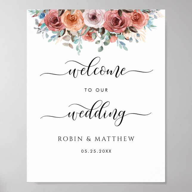 Affiche de bienvenue Mariage Ethereal Floral (Devant)