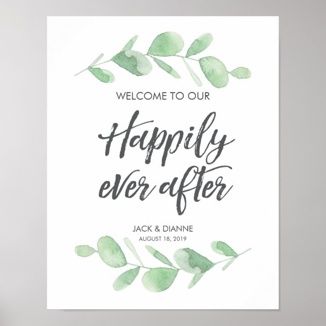 Affiche de bienvenue Mariage Eucalyptus (Devant)