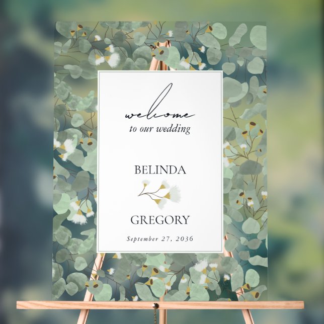Affiche de bienvenue Mariage Eucalyptus aquarelle (Neutre)