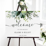 Affiche de bienvenue Mariage Eucalyptus Green Foli<br><div class="desc">Ce panneau d'accueil mariage est orné d'eucalyptus à l'aquarelle peinte et de feuilles verts. Pour une personnalisation plus avancée de cette conception,  cliquez sur le lien "Customiser plus loin". Des articles correspondants sont également disponibles.</div>