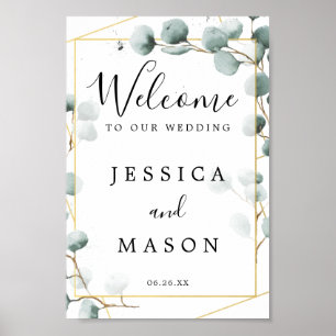 Affiche de bienvenue Mariage Eucalyptus Greenery