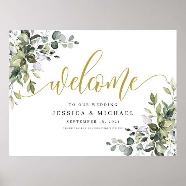 Affiche de bienvenue Mariage Eucalyptus Greenery (Devant)