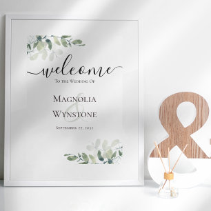 Affiche de bienvenue Mariage Eucalyptus Greenery
