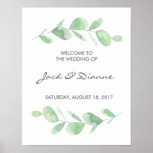Affiche de bienvenue Mariage Eucalyptus Vert