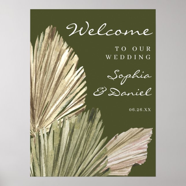 Affiche de bienvenue Mariage Feuille Bohemian Palm (Devant)