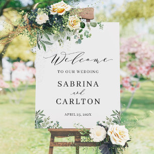 Affiche de bienvenue Mariage Feuille Eucalyptus