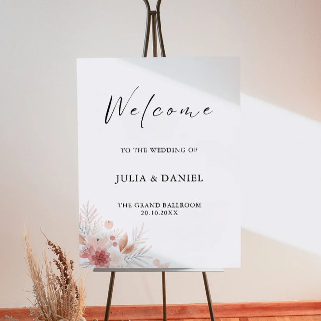 Affiche de bienvenue Mariage fleur sauvage (Wildflower Wedding Welcome Sign)